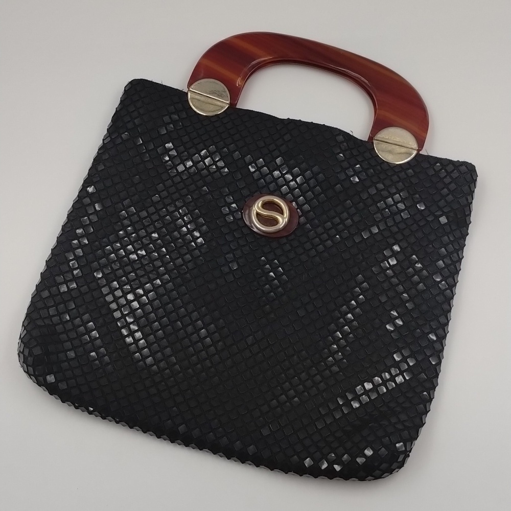 Lumared Vintage Retro Mod Mesh Black Double Lucite Handles